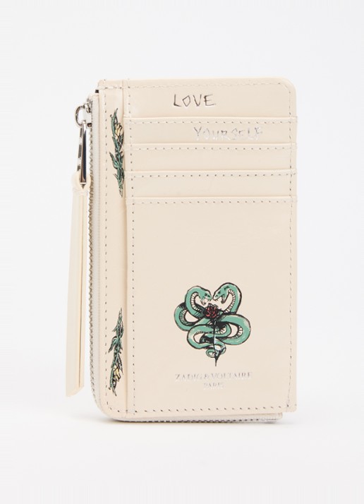 Zadig&Voltaire Tattoo portemonnee van lakleer met print - achterkant ivoor