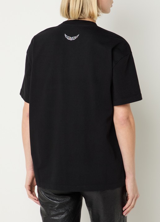 Zadig&Voltaire Tedda T-shirt met logo en strass - achterkant zwart