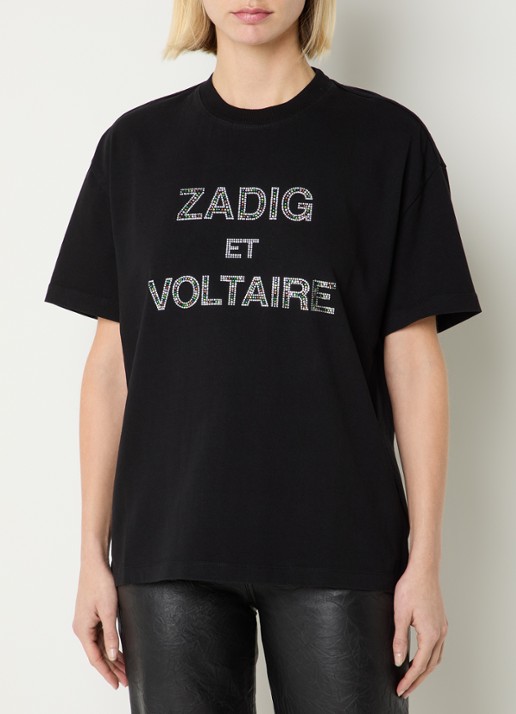 Zadig&Voltaire Tedda T-shirt met logo en strass