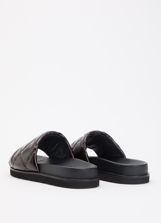 Zadig&Voltaire Teddy Bare Vintage slipper van leer met logoprint - achterkant bordeauxrood