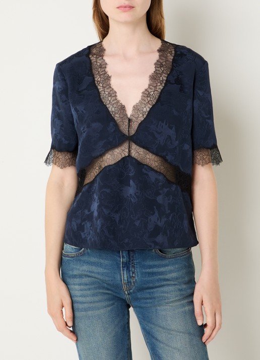 Zadig&Voltaire Tedoxa top met jacquard dessin en details van kant