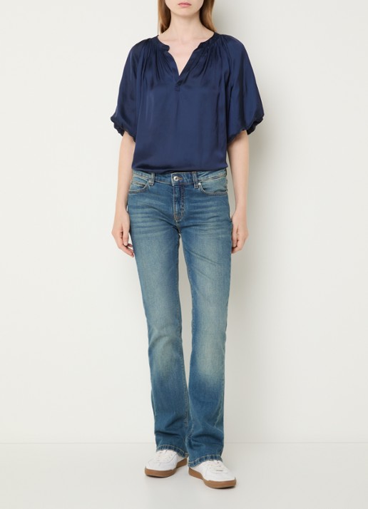 Zadig&Voltaire Teko tuniek van satijn met ballonmouw - voorkant 3 donkerblauw