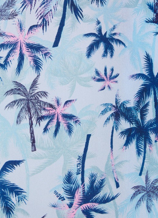 Zadig&Voltaire Telmos tuniek van zijde met print - detail 5 staalblauw