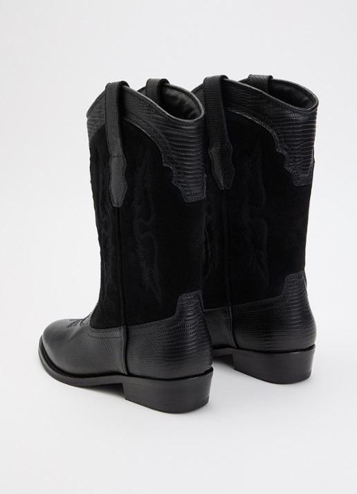 Zadig&Voltaire Tex Western Wild cowboylaars van kalfssuède met leren details - achterkant 4 zwart