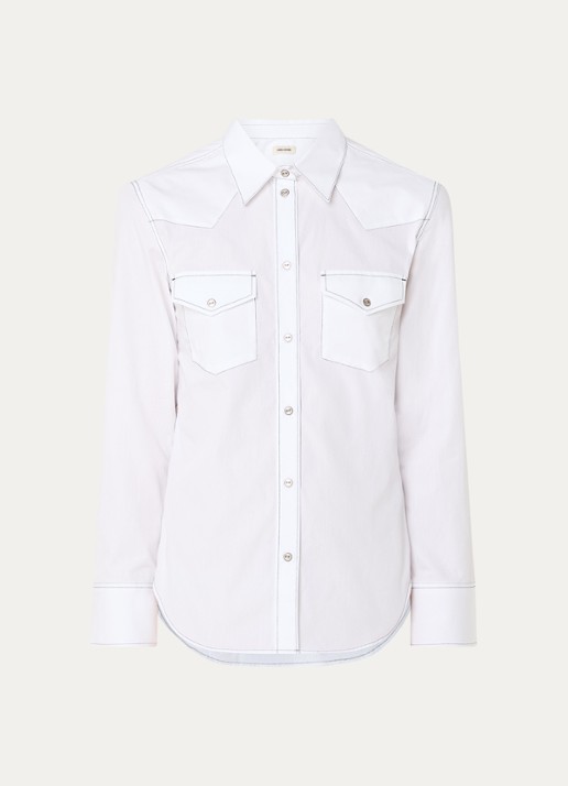 Zadig&Voltaire Thelma blouse van  katoen met borstzakken - voorkant 2 wit