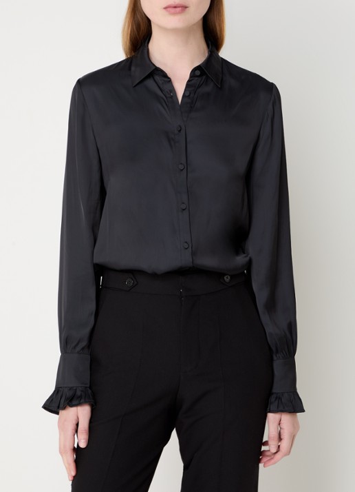 Zadig&Voltaire Thely blouse van satijn met ruches - detail 3 zwart