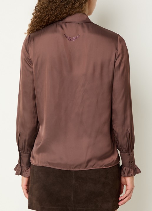 Zadig&Voltaire Thely blouse van satijn met ruches - achterkant 2 paars