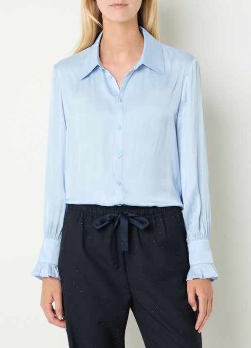 Zadig&Voltaire Thely blouse van satijn met ruches - detail 3 blauwgrijs