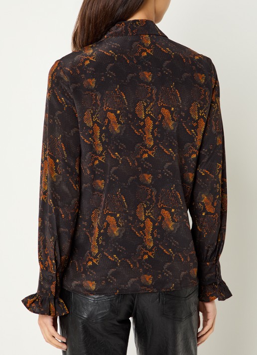 Zadig&Voltaire Thely blouse van zijde met slangenprint - achterkant 2 zwart