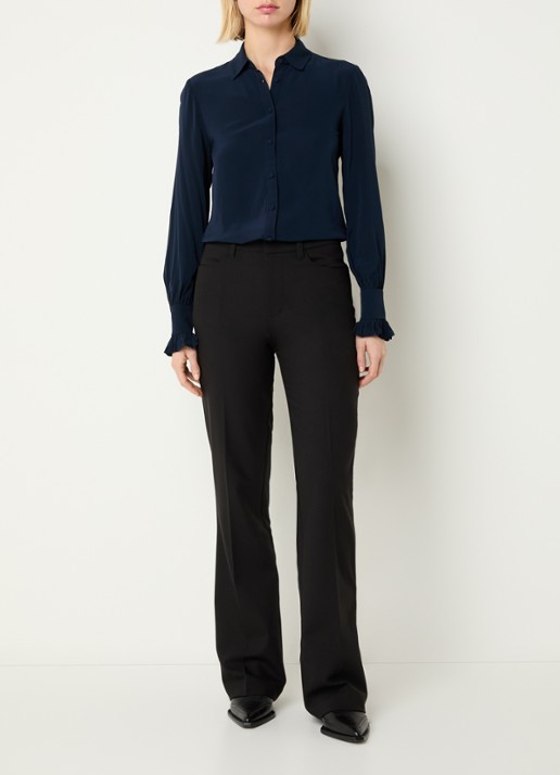 Zadig&Voltaire Thely semi-transparante blouse met ruches - voorkant 4 donkerblauw