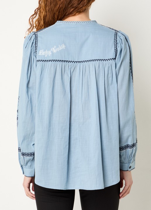 Zadig&Voltaire Tigy tuniek met borduring - achterkant 2 lichtblauw