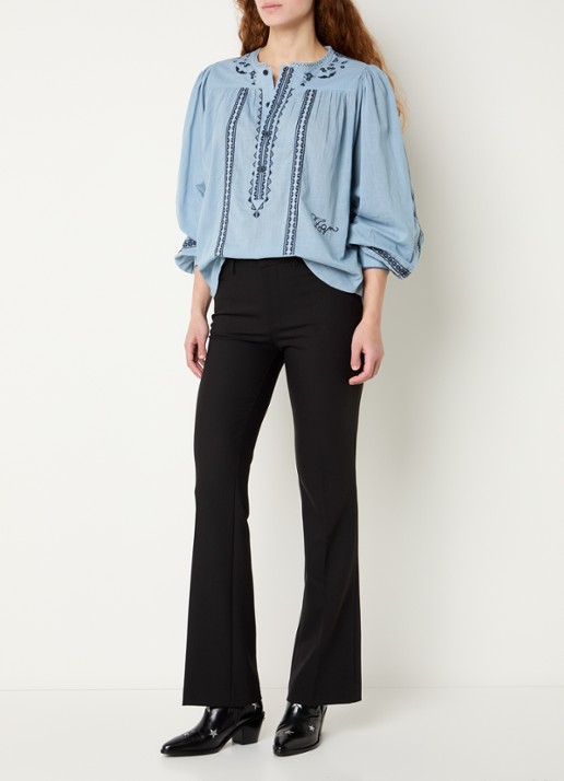 Zadig&Voltaire Tigy tuniek met borduring - voorkant 4 lichtblauw
