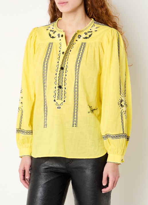 Zadig&Voltaire Tigy tuniek met borduring - detail 4 geel