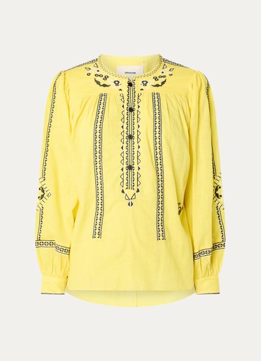 Zadig&Voltaire Tigy tuniek met borduring - voorkant 2 geel