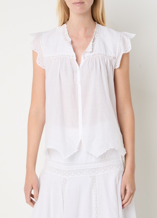 Zadig&Voltaire Tika Tomboy semi-transparante blouse met broderie
