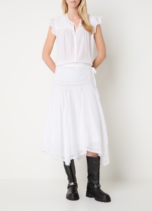 Zadig&Voltaire Tika Tomboy semi-transparante blouse met broderie - voorkant 4 wit