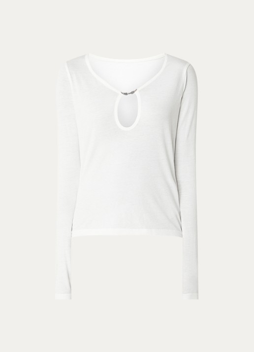 Zadig&Voltaire Tina longsleeve met cut-out detail - voorkant 2 gebroken wit