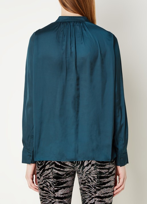 Zadig&Voltaire Tink tuniek van satijn met plooidetail - achterkant petrol