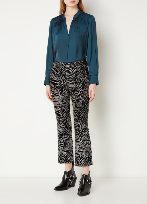 Zadig&Voltaire Tink tuniek van satijn met plooidetail - voorkant 3 petrol