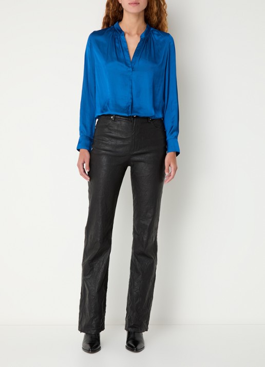 Zadig&Voltaire Tink tuniek van satijn met plooidetail - voorkant 2 blauw