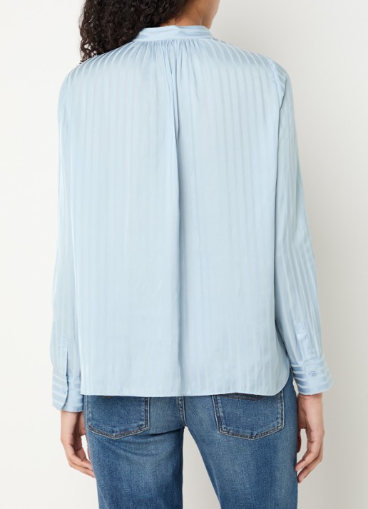 Zadig&Voltaire Tink tuniek van satijn met plooidetail - achterkant lichtblauw