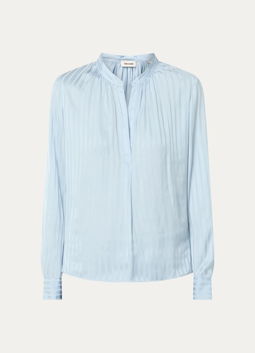 Zadig&Voltaire Tink tuniek van satijn met plooidetail - voorkant 2 lichtblauw