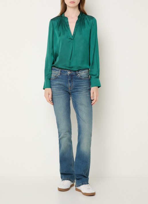 Zadig&Voltaire Tink tuniek van satijn met plooidetail - voorkant 2 groen