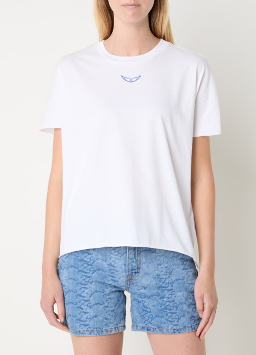 Zadig&Voltaire Tommer Once T-shirt met front- en backprint van strass - achterkant 4 wit