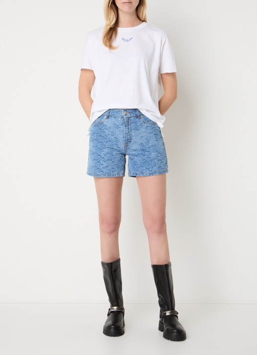 Zadig&Voltaire Tommer Once T-shirt met front- en backprint van strass - voorkant 2 wit