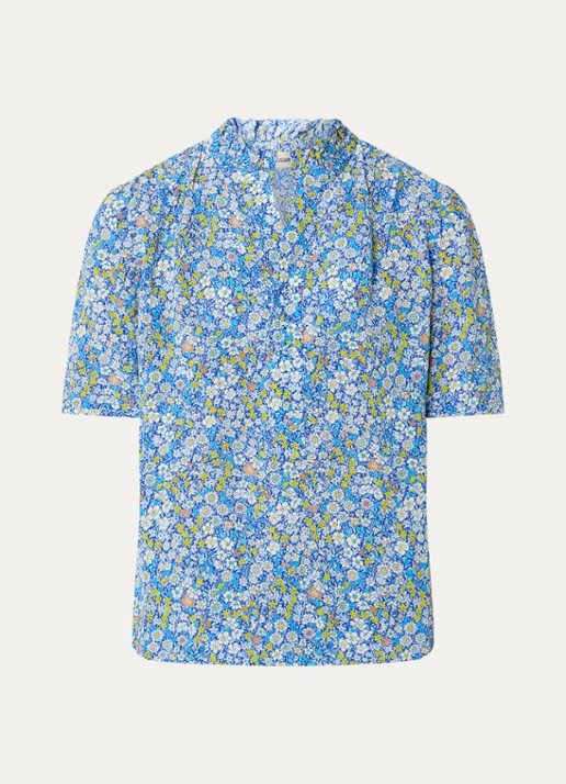 Zadig&Voltaire Topher tuniek met bloemenprint - voorkant blauw
