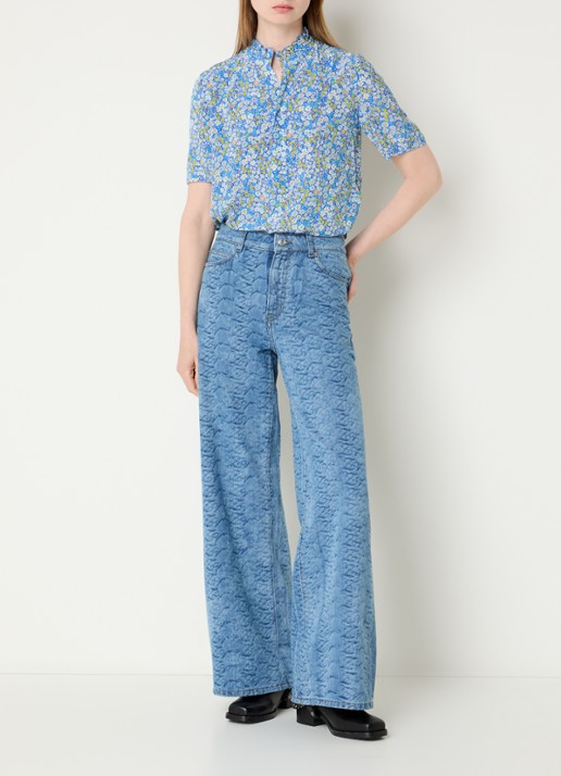 Zadig&Voltaire Topher tuniek met bloemenprint - voorkant 2 blauw