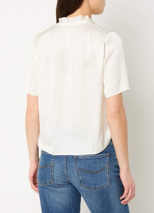 Zadig&Voltaire Topher tuniek van satijn met ruches - achterkant 3 creme