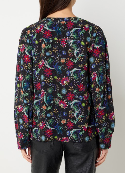 Zadig&Voltaire Torny tuniek met V-hals en print - achterkant zwart