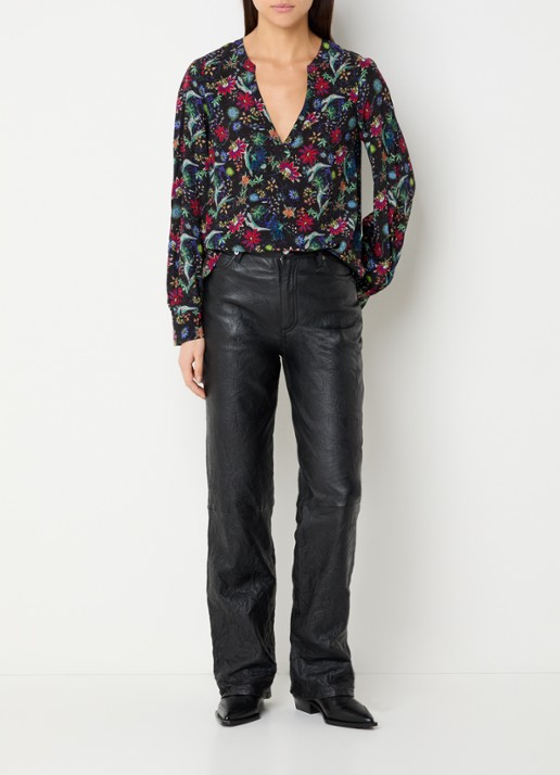 Zadig&Voltaire Torny tuniek met V-hals en print - voorkant 3 zwart
