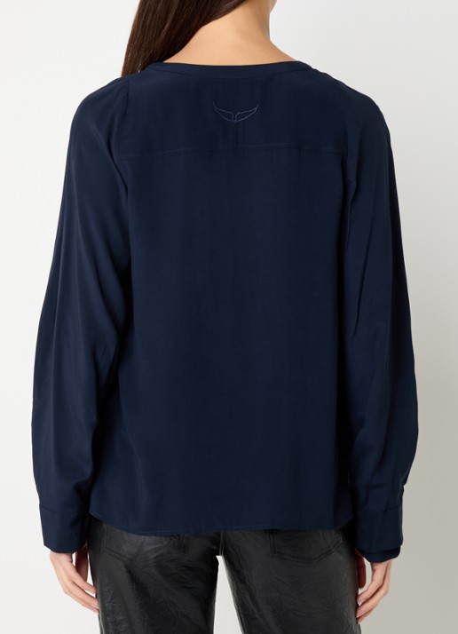 Zadig&Voltaire Torny tuniek met V-hals - achterkant donkerblauw
