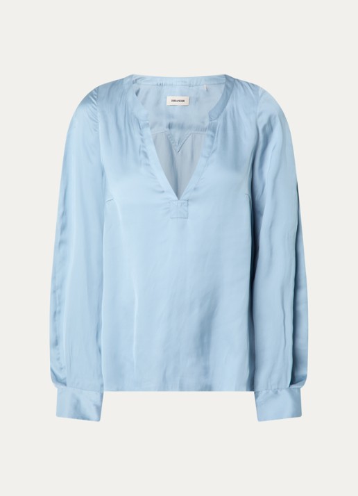 Zadig&Voltaire Torny tuniek van satijn - voorkant staalblauw