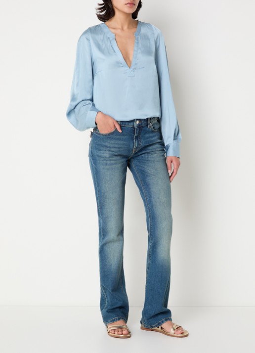 Zadig&Voltaire Torny tuniek van satijn - voorkant 2 staalblauw