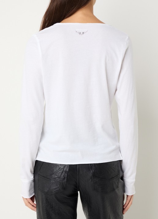 Zadig&Voltaire Tuni longsleeve met V-hals en sierknopen - achterkant 4 wit
