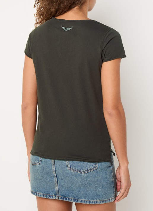 Zadig&Voltaire Tuni T-shirt met V-hals - achterkant 3 bruin