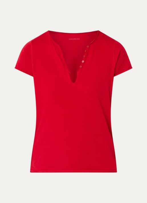 Zadig&Voltaire Tuni T-shirt met V-hals - voorkant 2 rood