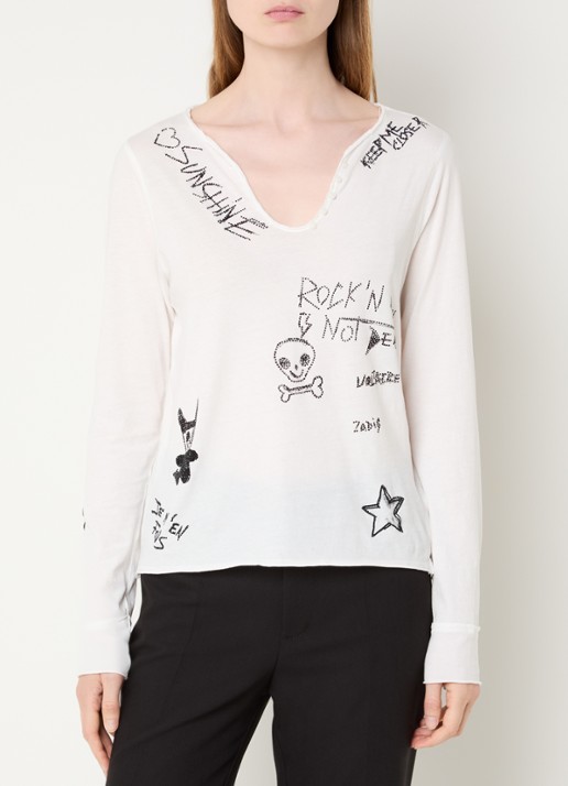 Zadig&Voltaire Tunisien longsleeve met print en strass