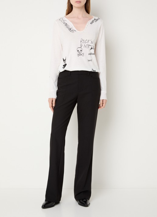 Zadig&Voltaire Tunisien longsleeve met print en strass - voorkant 2 wit