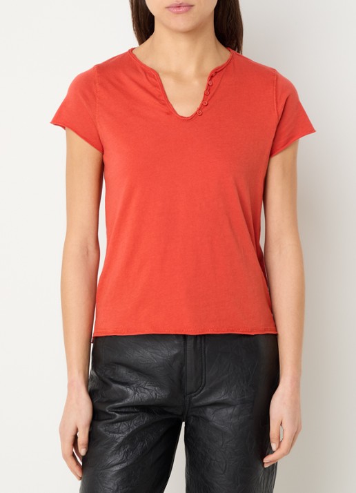 Zadig&Voltaire Tunisien T-shirt met details van mesh en borduring - achterkant oranjerood