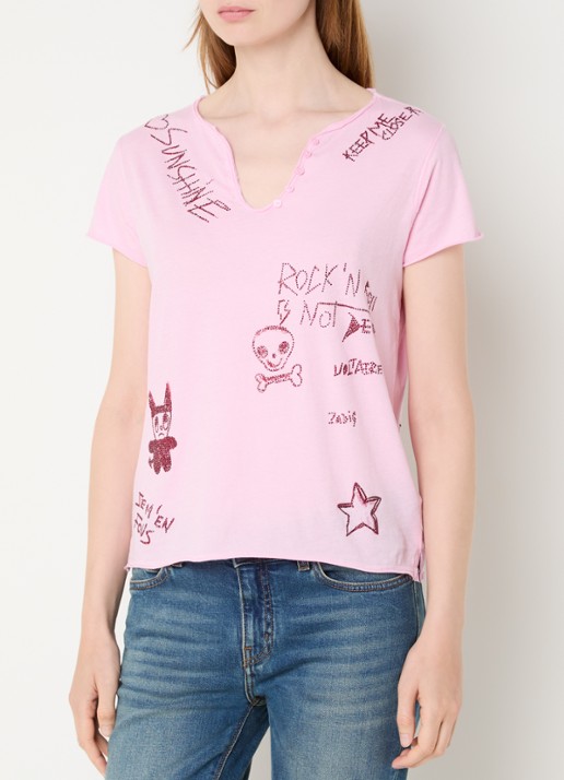 Zadig&Voltaire Tunisien T-shirt met print en strass