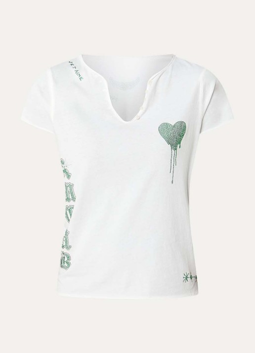 Zadig&Voltaire Tunisien T-Shirt met strass - voorkant 2 wit