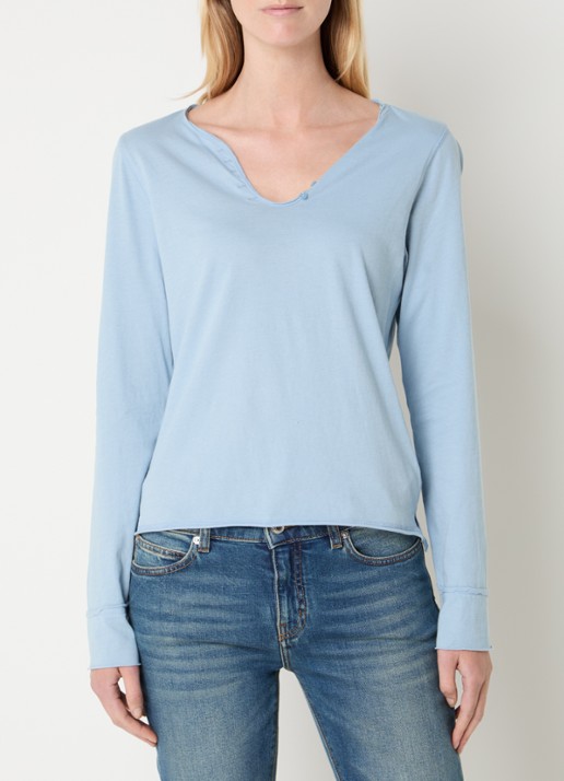 Zadig&Voltaire Tunsien longsleeve met backprint en strass - achterkant blauwgrijs