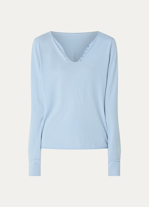 Zadig&Voltaire Tunsien longsleeve met backprint en strass - voorkant 3 blauwgrijs