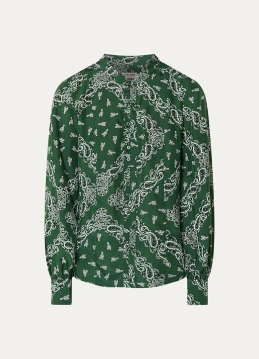 Zadig&Voltaire Twina blouse van zijde met paisley dessin - voorkant groen