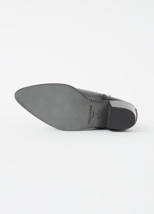 Zadig&Voltaire Tyler Cecilia enkellaarsje van leer met slangenstructuur - detail 3 zwart