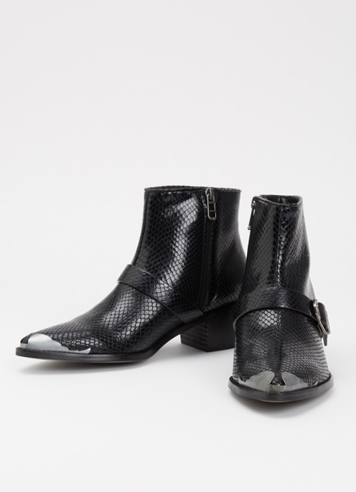 Zadig&Voltaire Tylow Wild Mirror cowboylaars van kalfsleer met slangenstructuur - detail 3 zwart